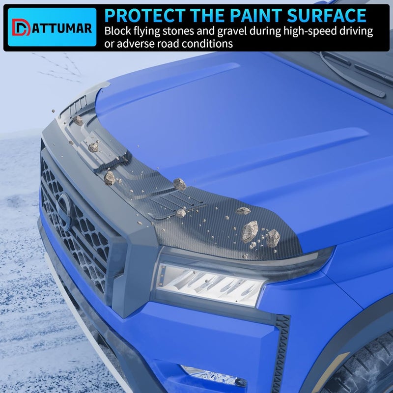 Dattumar Hood Protector Compatible with 2022-2025 2026 Nissan Frontier Hood Shield ABS Hood Deflector Hood Guard 3pcs for 2024 Frontier Accessories (Glossy Carbon) - Image 5